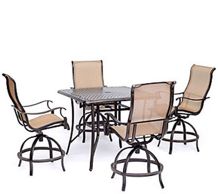 Hanover Manor 5pc High-Dining Set w/ Swivel Cha irs and Table