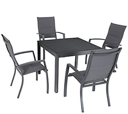 Hanover Naples 5-Pc Outdoor Set with 4 Sling Ch airs and Table