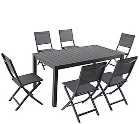 Hanover Naples 7-Pc Dining Set with Six Folding Chairs