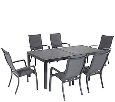 Hanover Naples 7-Piece Set with 6 Chairs and Ex pandable Table
