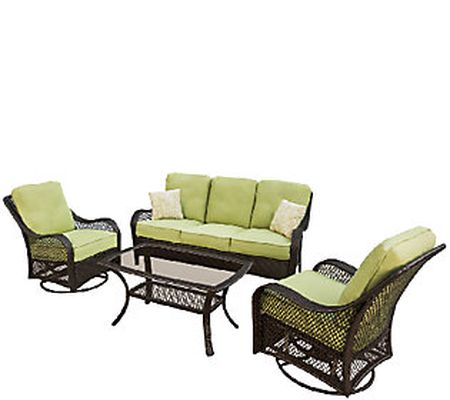 Hanover Orleans 4-Pc. All-Weather Wicker Outdoo r Lounging Set