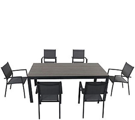 Hanover Tucson 7pc Dining Set w/ 6 Sling Armcha irs and Table