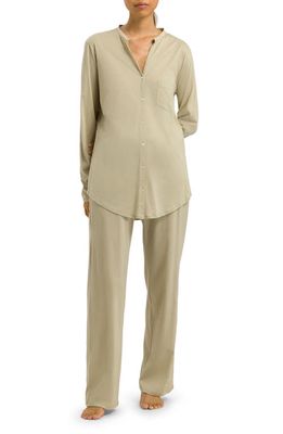 Hanro Cotton Deluxe Pajamas in Moss Green