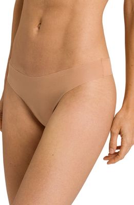 Hanro Invisible Stretch Cotton Thong in Beige