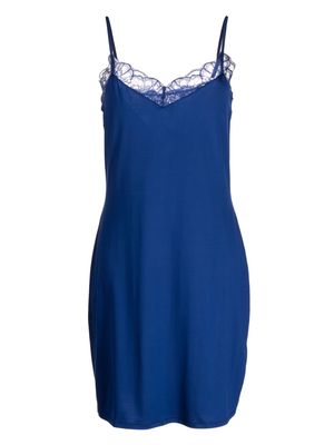 Hanro lace-detail satin nightdress - Blue