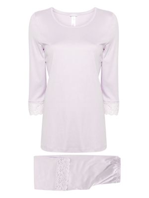 Hanro lace-detailed cotton pyjama set - Pink