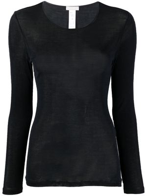 Hanro long-sleeve silk top - Black
