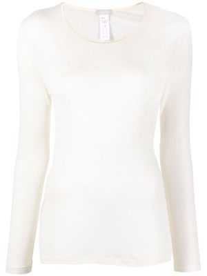 Hanro long-sleeve silk top - Neutrals
