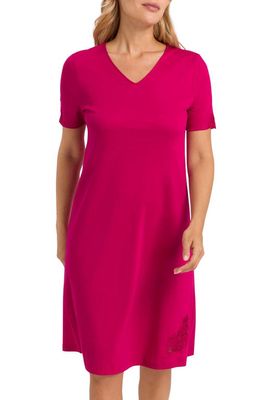 Hanro Michelle Short Sleeve Cotton Nightgown in 2462 - Fuchsia