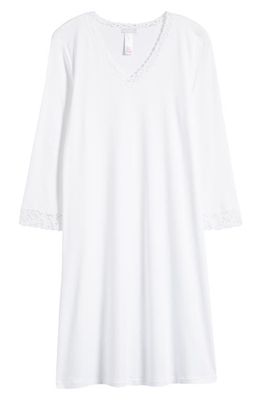 Hanro Moments V-Neck Cotton Nightgown in 101 - White