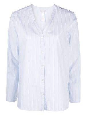 Hanro striped V-neck pyjama shirt - Blue