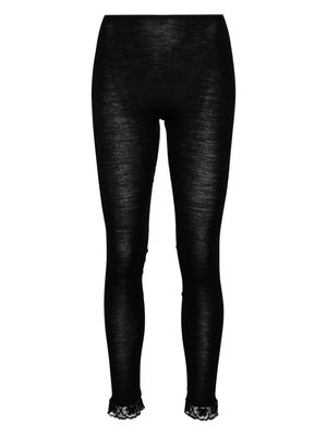 Hanro Woolen lace-trim leggings - Black
