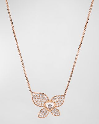 Happy Butterfly 18K Rose Gold Diamond Pendant Necklace