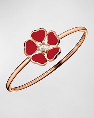 Happy Hearts 18K Rose Gold 5-Carnelian & Diamond Bracelet, Size Medium