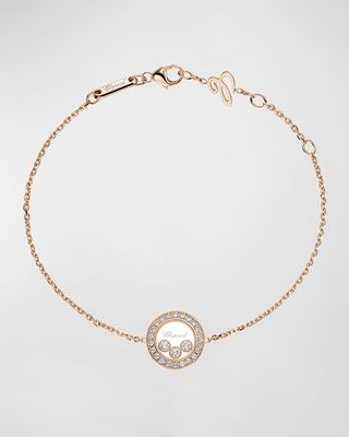 Happy Hearts 18K Rose Gold Diamond Bracelet