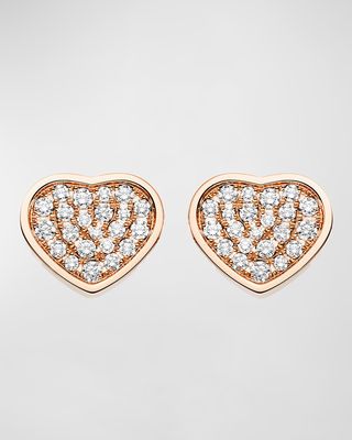 Happy Hearts 18K Rose Gold Diamond Stud Earrings