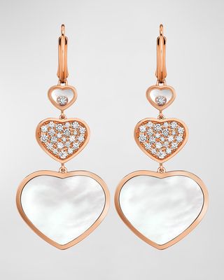 Happy Hearts 18K Rose Gold Mother-of-Pearl & Diamond Drop Earrings