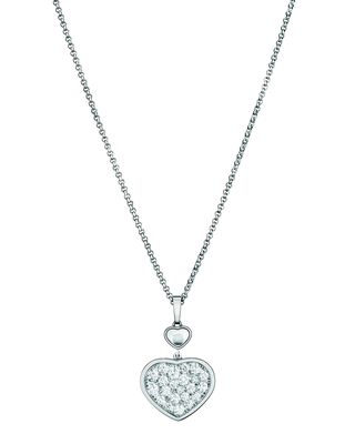 Happy Hearts 18k White Gold Diamond Bezel & Pave Pendant Necklace