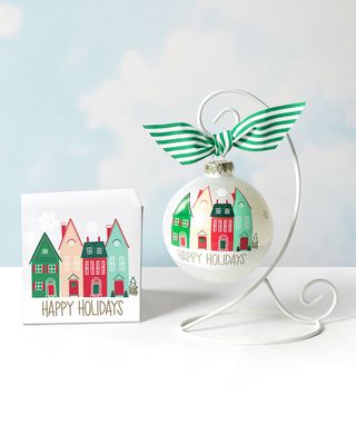 Happy Holidays Vintage Village Ornament, Personalized