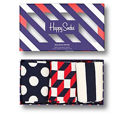 Happy Socks 3-Pack Classic Navy Socks Gift Set