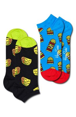 Happy Socks Assorted 2-Pack Foodie Ankle Socks in Black