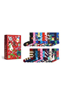 Happy Socks Assorted 24-Pack Crew Socks Advent Calendar Gift Set in Red