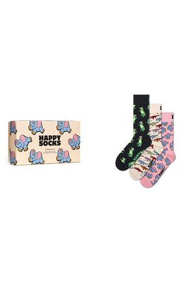 Happy Socks Assorted 3-Pack Crew Socks Gift Box in Black Multi 