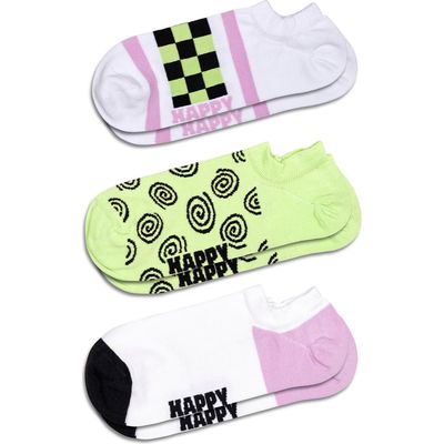 Happy Socks Assorted 3-Pack No-Show Socks in White Multi 