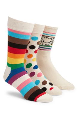 Happy Socks Assorted 3-Pack Pride Socks Gift Box in White