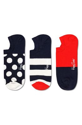 Happy Socks Big Dot Assorted 3-Pack No-Show Socks in Navy
