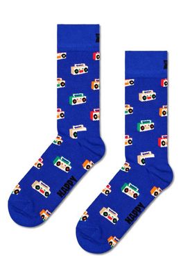 Happy Socks Boom Box Cotton Blend Socks in Blue 