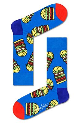Happy Socks Burger Crew Socks in Blue