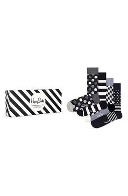 Happy Socks Classic 4-Pack Cotton Blend Sock Gift Set in Dark Grey