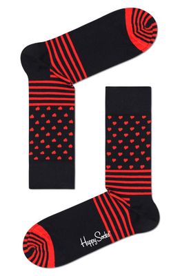 Happy Socks I Heart You Assorted 2-Pack Cotton Blend Crew Socks Gift Box in Black