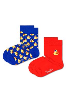 Happy Socks Kids' Assorted 2-Pack Rubber Duck Crew Socks in Navy