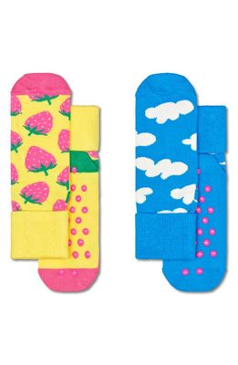 Happy Socks Kids' Assorted 2-Pack Strawberry Anti-Slip Socks in Yellow