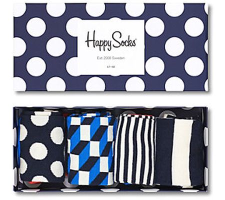 Happy Socks Men's Navy 4-Pack Gift Box
