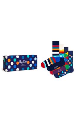 Happy Socks Multicolor 4-Pack Cotton Blend Sock Gift Set in Navy
