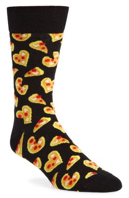 Happy Socks Pizza Love Crew Socks in Black