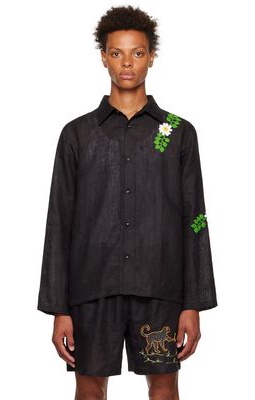 HARAGO Black Leaf Shirt