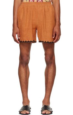 HARAGO Brown Cotton Shorts