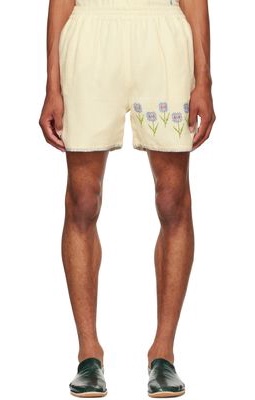 HARAGO Off-White Flower Shorts
