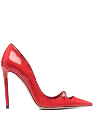 HARDOT 110mm bar-detail patent leather pumps - Red