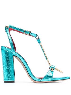 HARDOT chain-detail metallic open-toe sandals - Blue