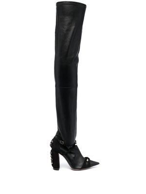 HARDOT stud-embellished thigh-high boots - Black