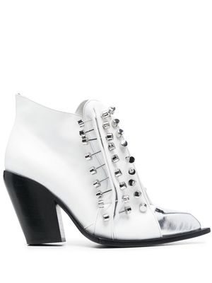 HARDOT studded leather ankle boots - White