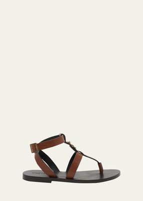 Hardy Leather Ankle-Strap Thong Sandals