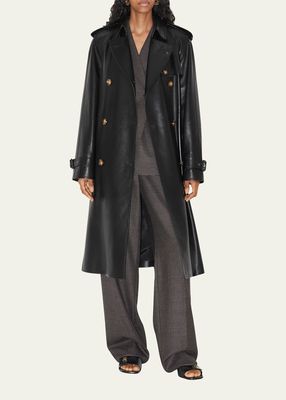Harehope Belted Leather Trench Coat