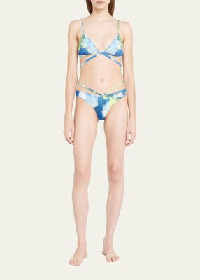 Harlen Watercolor Strappy Bikini Top