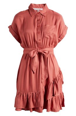 Harlow & Rose Patch Pocket Tie Waist Shirtdress in Coral